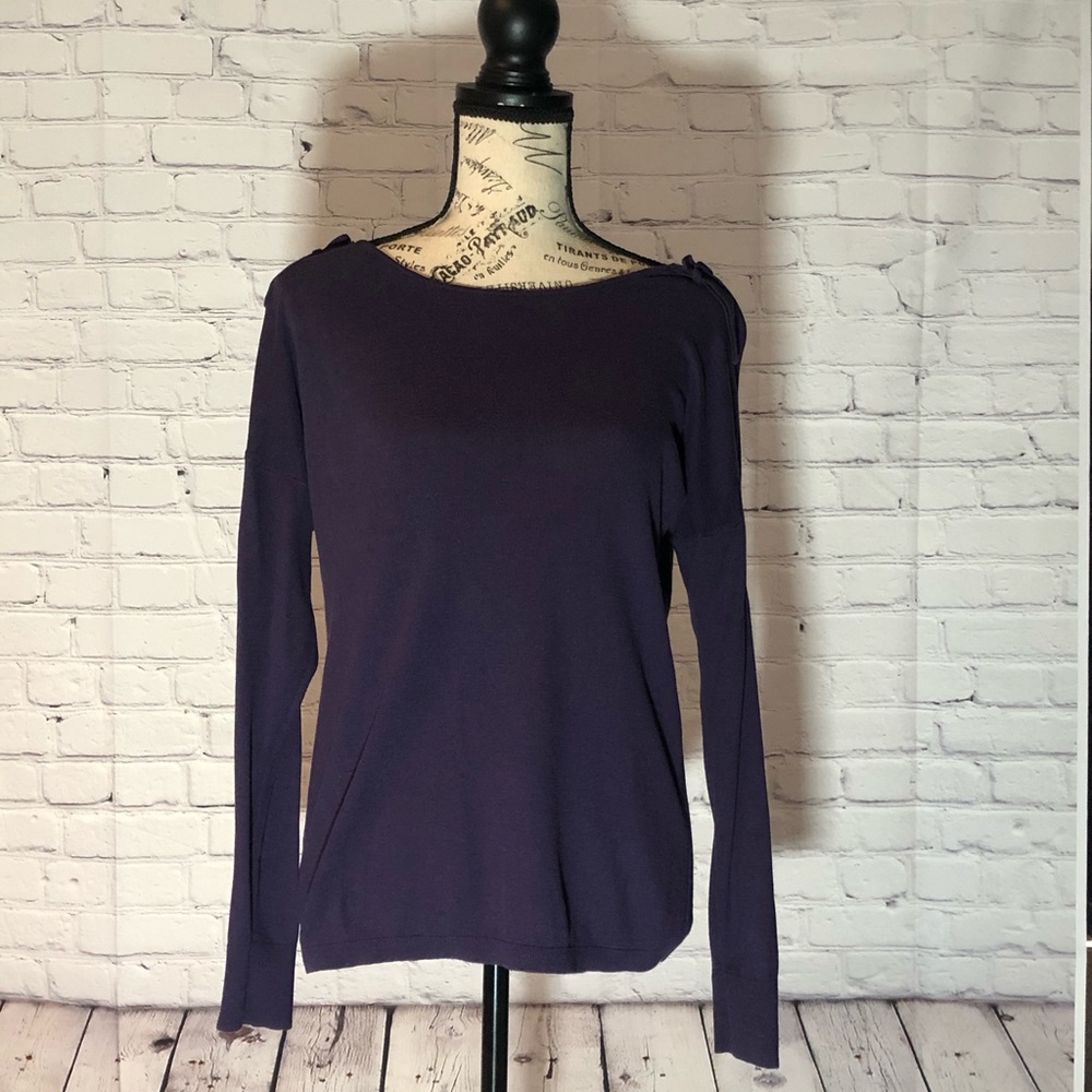 Plum Ann Taylor LOFT sweater with shoulder detail